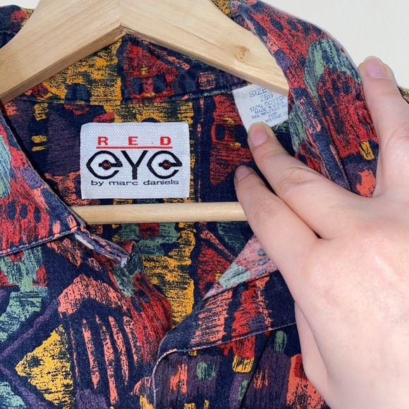 Red Eye by Marc Daniels multi color short-sleeve button down shirt - Picture 5 of 5